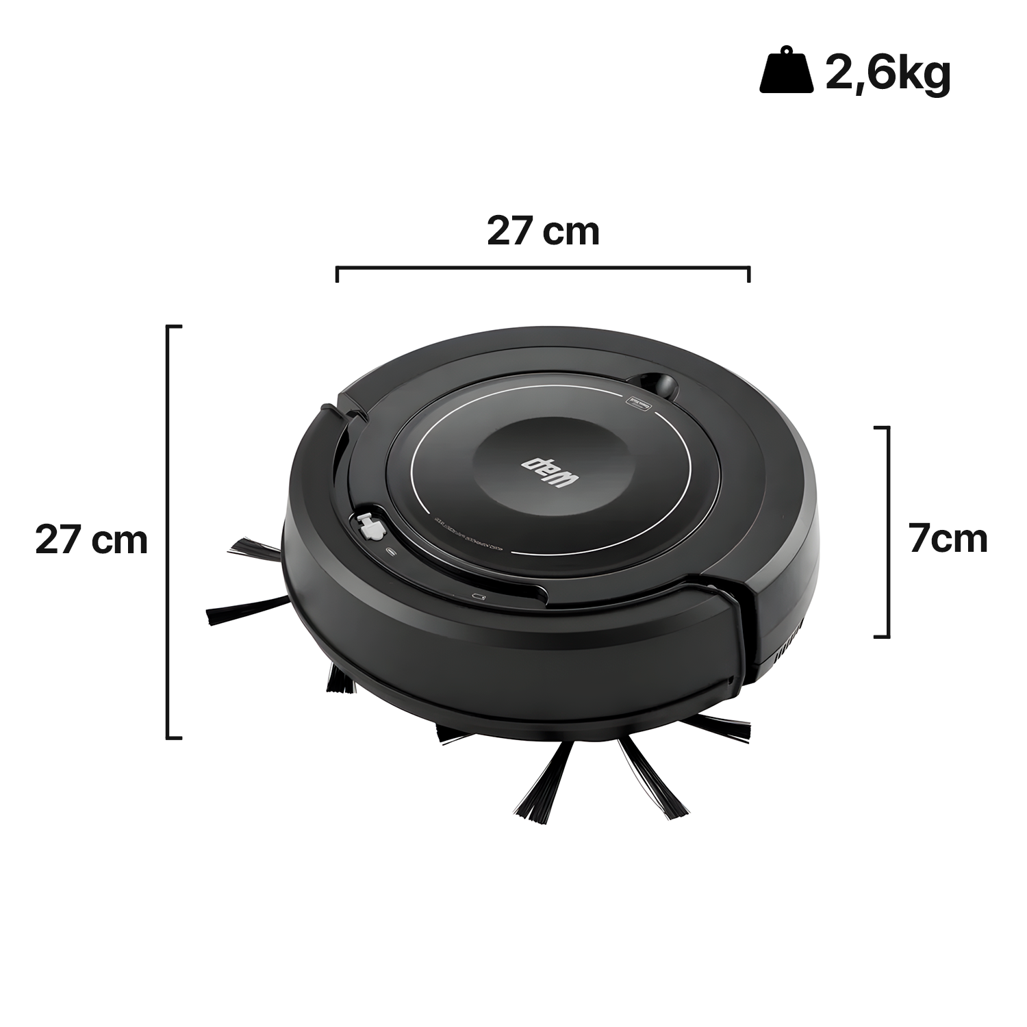 Aspirador de Pó Robô WAP Robot W100 Multifunções 3 em 1 17W Aspirador de Pó Robô WAP Robot W100 Multifunções 3 em 1 17W